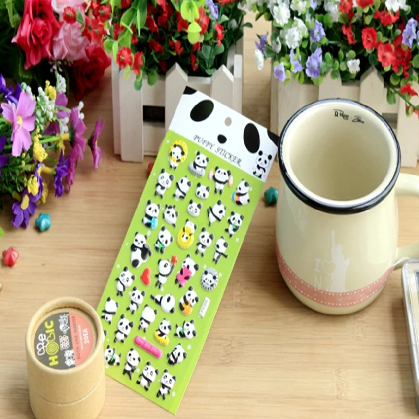 3D наклейка в виде милой зеленой панды украшение сделай сам для дневника альбома