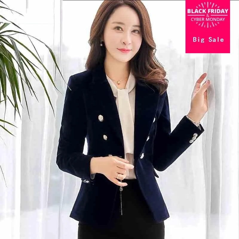 Женский бархатный блейзер с длинным рукавом повседневный облегающий Блейзер