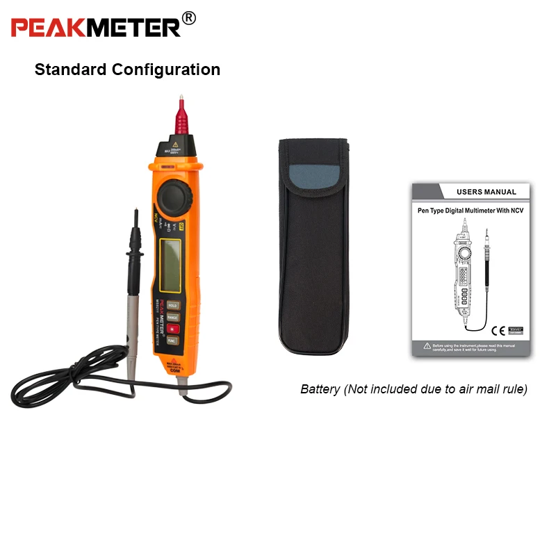 NCV цифровой мультиметр, Peakmeter PM8211 2000 отсчетов Ручка Тип lcd DC/AC напряжение Мегаомметр Амперметр мультитестер