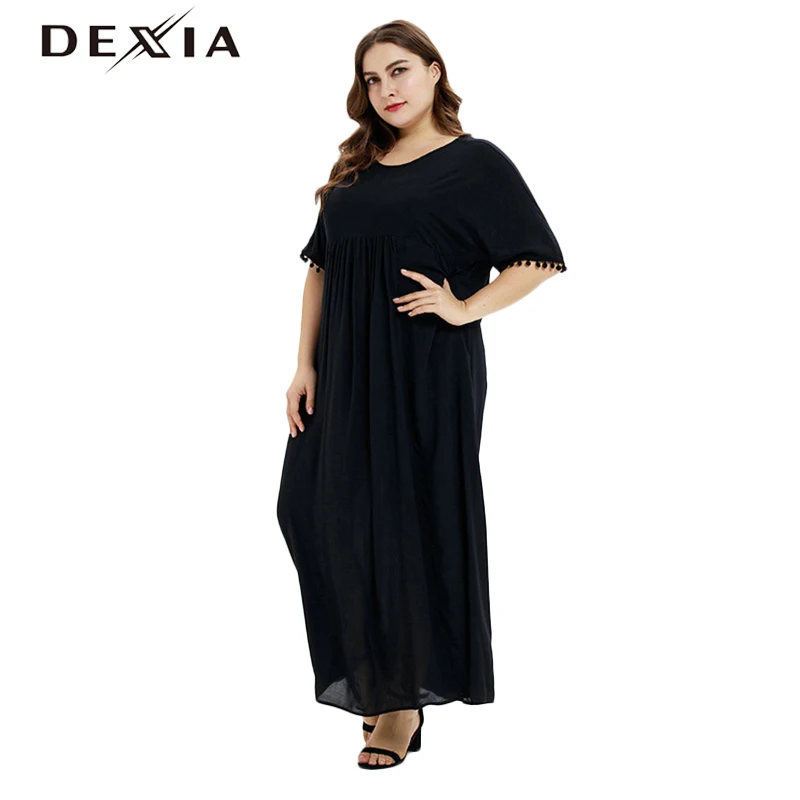DEXIA/летнее богемное женское платье с кисточками больших размеров 3XL коротким