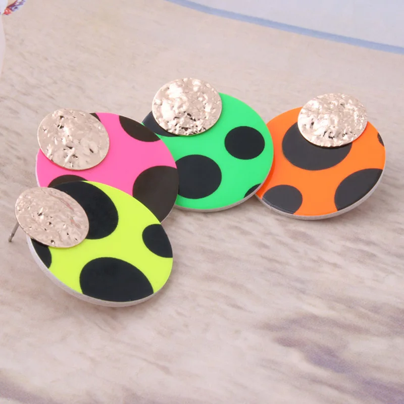 Серьги NeeFu WoFu в горошек из флуоресцентной кожи серьги с тигром змея медь для