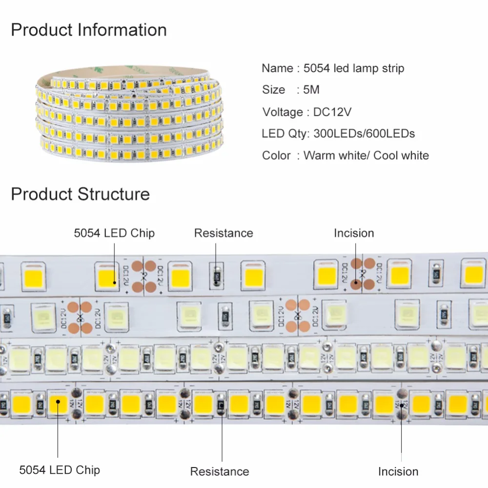 5054SMD светодиодный светильник DC 12 В 60 Светодиодный s/m 120 светодиодный s/m супер яркий холодный белый теплый белый светодиодный светильник IP33 IP65 IP67 водонепроницаемый