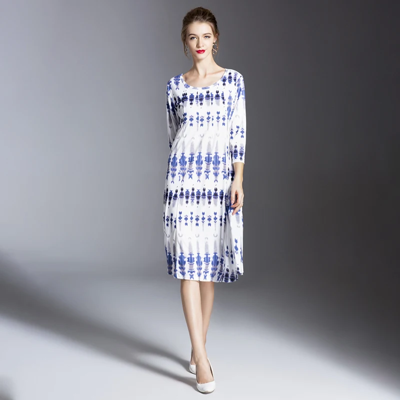 Women Loose Print Dress Boho Style Floral Beach Tunic Sundress Midi Party Dresses Vestidos Plus Size 3XL | Женская одежда