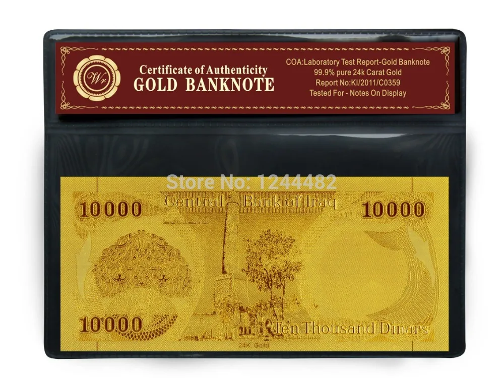 Ирак 10000 Позолоченные банкноты с COA хорошее украшение для дома подарок бизнес