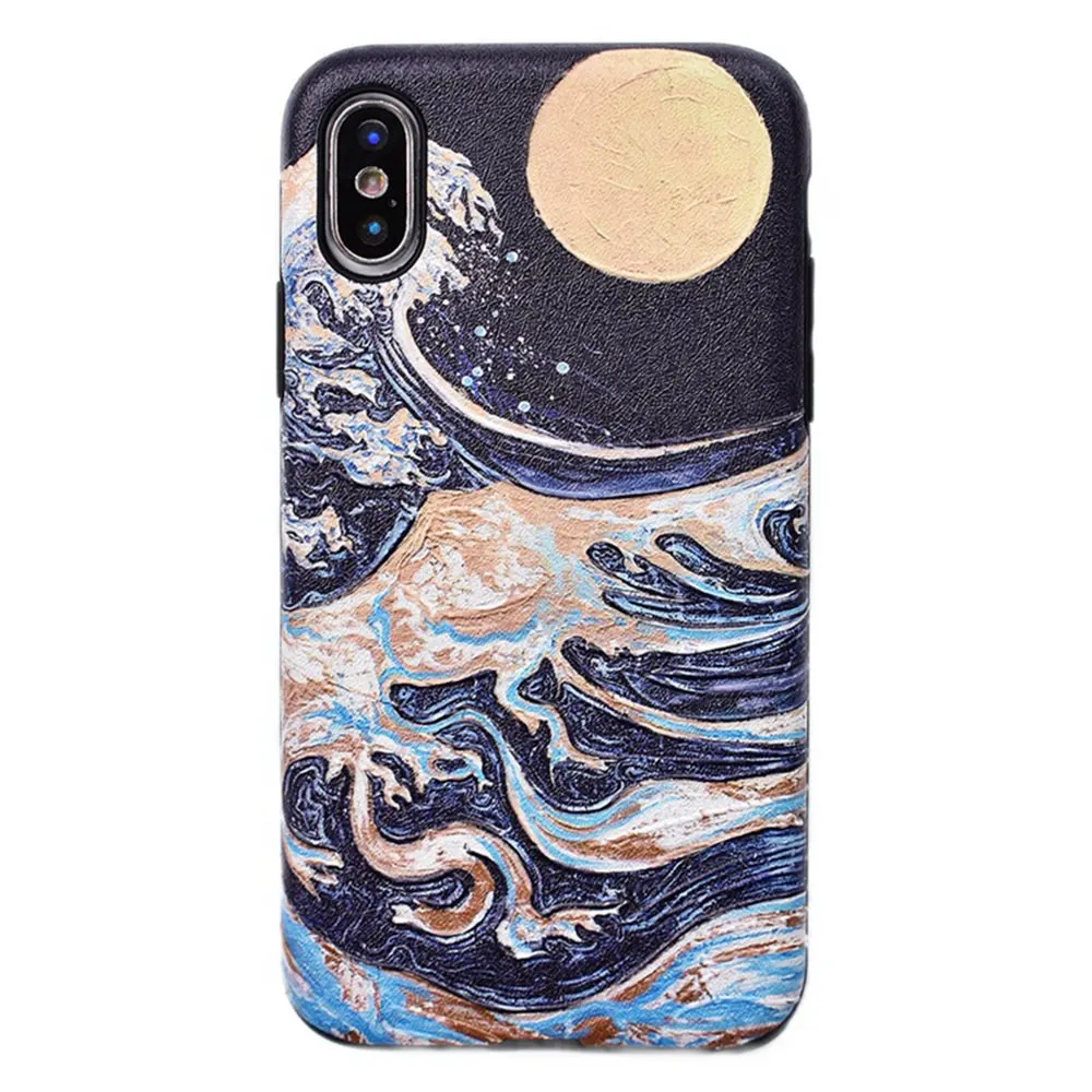 Чехол для телефона KISSCASE с тиснением iPhone X XR XS Max The Great Wave of Kanagawa чехлы узором 7 8 6 6S Plus