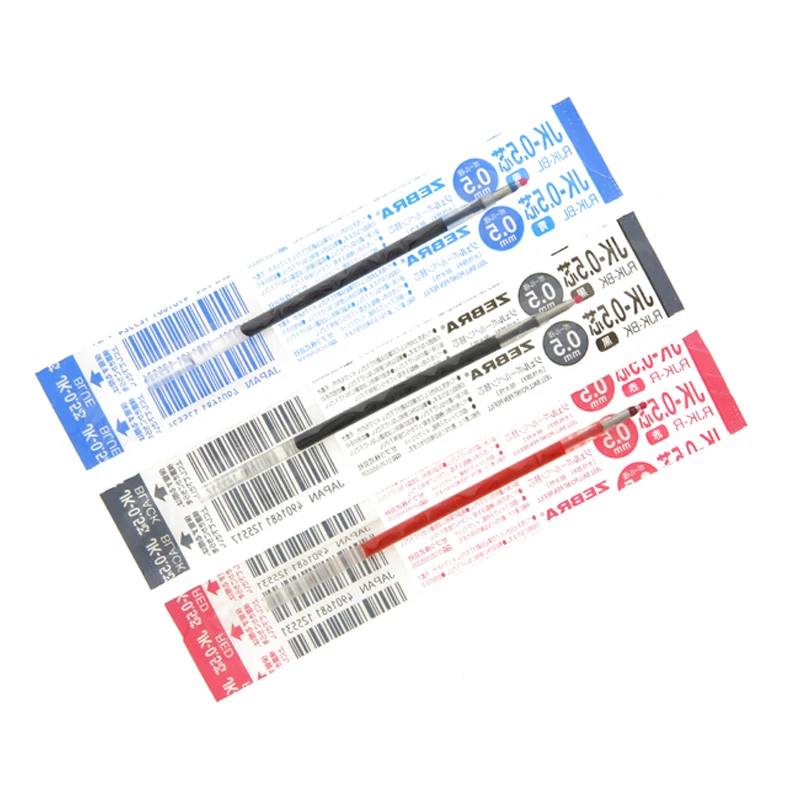 12 Pcs/Lot Zebra JK 0.5 Gel Pens Refills for SJ3 J3J2 J4J1 Pen mm 4 colors (Black Red Blue Green) Stationery|gel pen refill|pen 0.5pen gel refills |