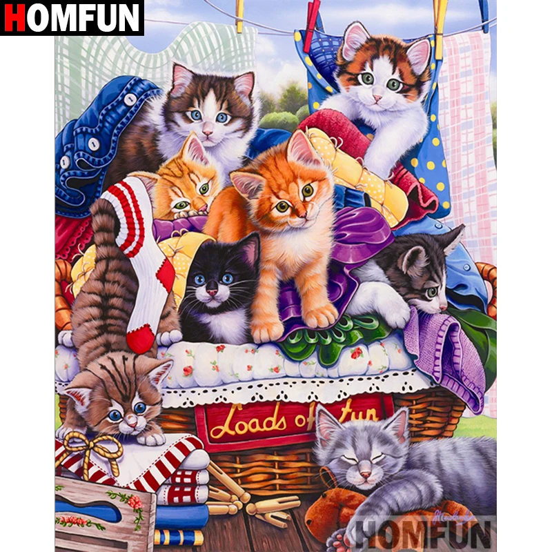 Алмазная 5D Вышивка HOMFUN A07604 картина кот собака с полными квадратными/круглыми