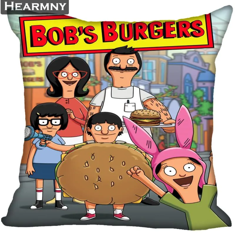 Новое поступление Bobs Burgers наволочка для спальни для дома или офиса, декоративные наволочки квадратная Подушка на молнии чехлы атласные мягкие не выцветают