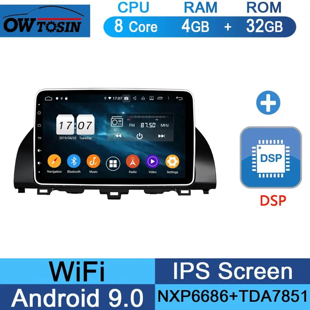 32G DSP 10," ips Android 9,0 8 ядерный 4 Гб ram+ 64 ГБ rom Автомобильный DVD радио плеер gps для Honda ACCORD 10 DSP CarPlay Parrot BT Adas стерео - Цвет: 32G DSP