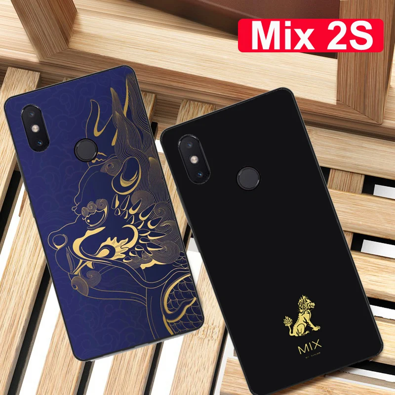 Синий чехол для xiaomi mi Mix2s мягкий из ТПУ Mix 2 s искусственный телефона mix задняя