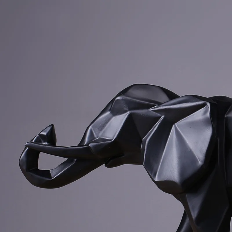 BUF современная абстрактная статуя черного слона украшения из смолы для дома