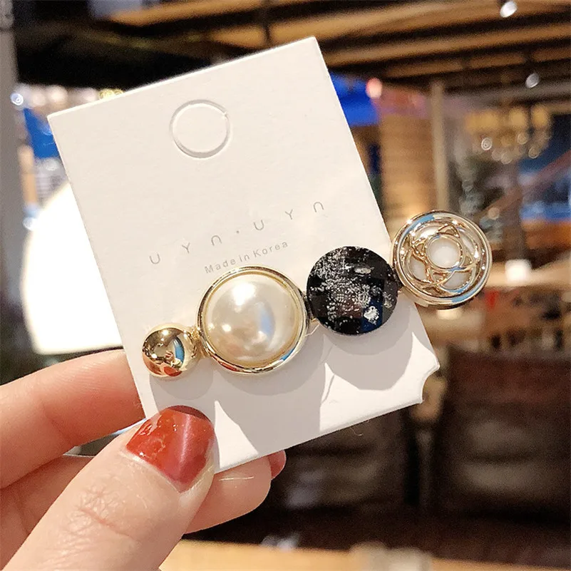1 Pearl-White Корейская винтажная имитация агата шпильки для волос с жемчугом заколки простые зажимы заколки для волос для женщин и девушек аксессуары для волос ручной работы - Цвет: 1 Pearl-White