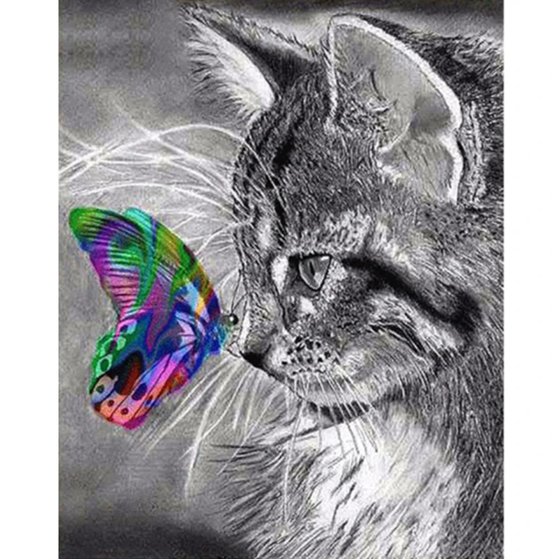 Cat And Butterfly Diamond Embroidery Home Decoration Painting Rhinestone Gift Crafts | Дом и сад