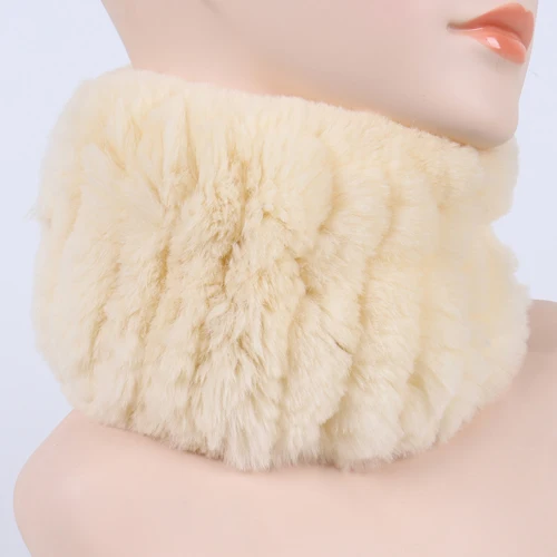 beige yellow Зимний женский шарф из натурального меха, вязаный шарф из натурального кролика Рекс, меховые повязки на голову, Эластичный теплый мягкий шарф из натурального меха кролика рекс - Цвет: beige yellow