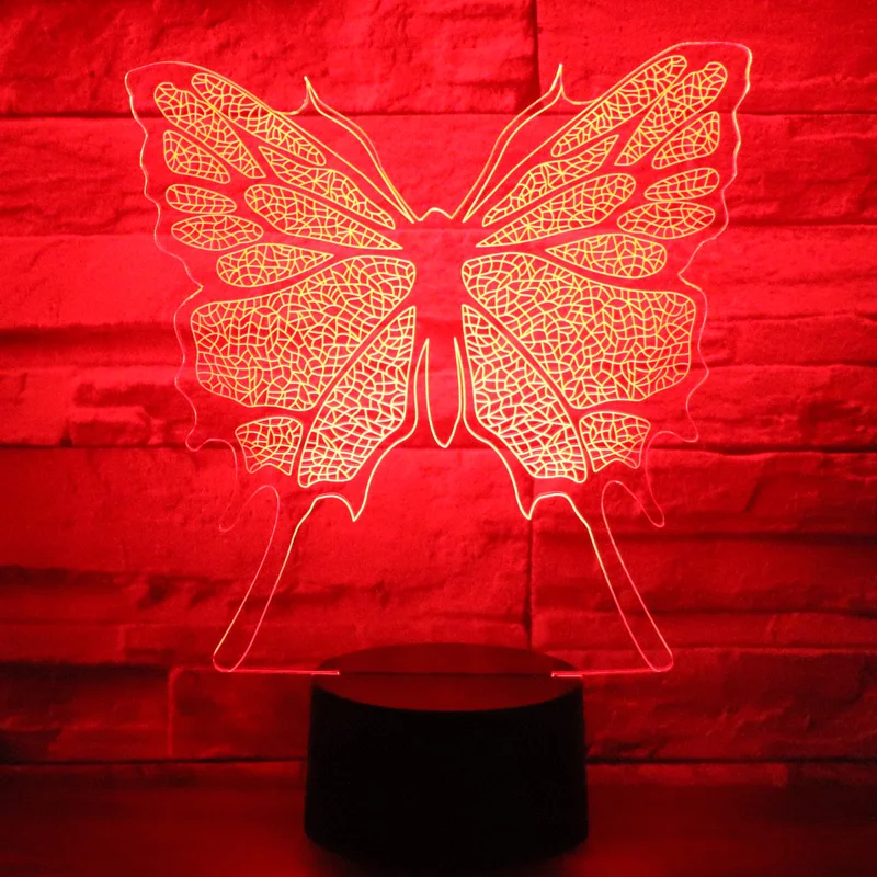 3D LED Night Light Butterfly with 7 Colors for Home Decoration Lamp Amazing Visualization Optical Illusion Awesome | Лампы и освещение