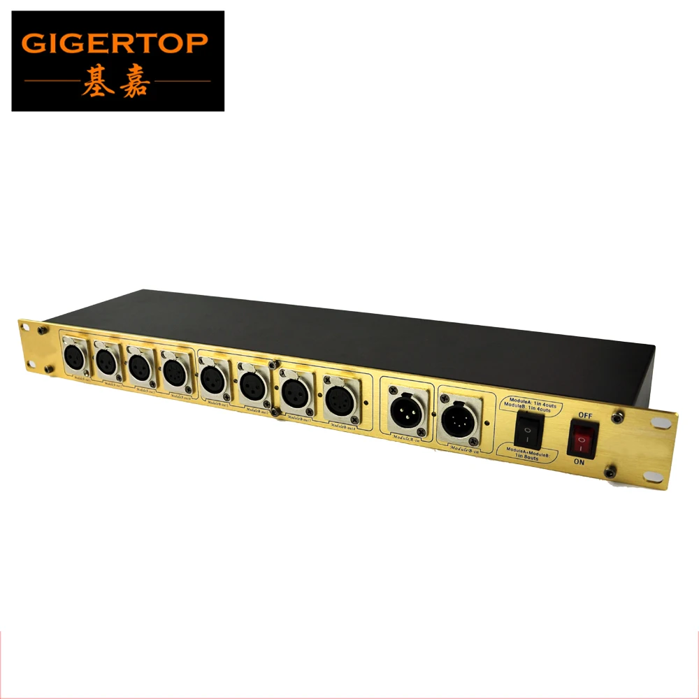 8 полосный сплиттер DMX Guangzhou TIPTOP умный с золотым рисунком железный разъем IN/OUT RS 485