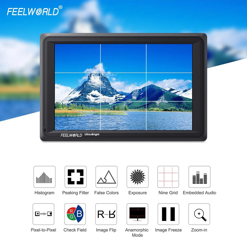 FEELWORLD FW279S 7 дюймов 2200nit дневной обзор камера полевой монитор 3G-SDI 4K HDMI вход выход