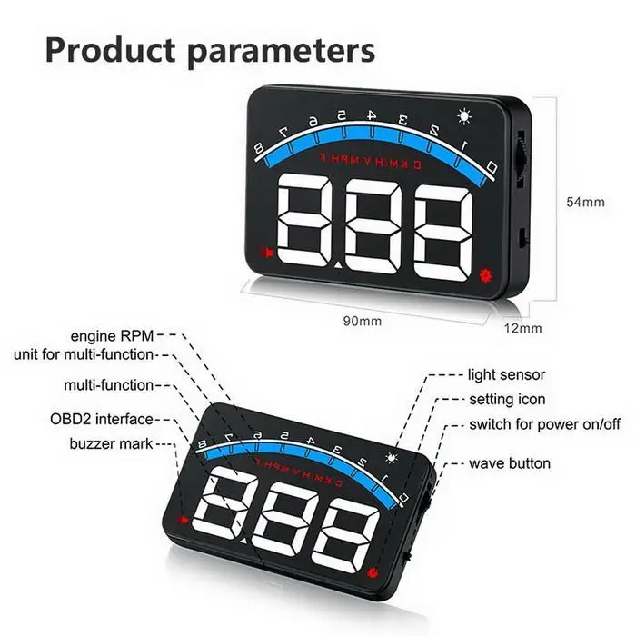 M9 5 дюймов OBD HUD Автомобильный дисплей на лобовом стекле бортовой компьютер hud
