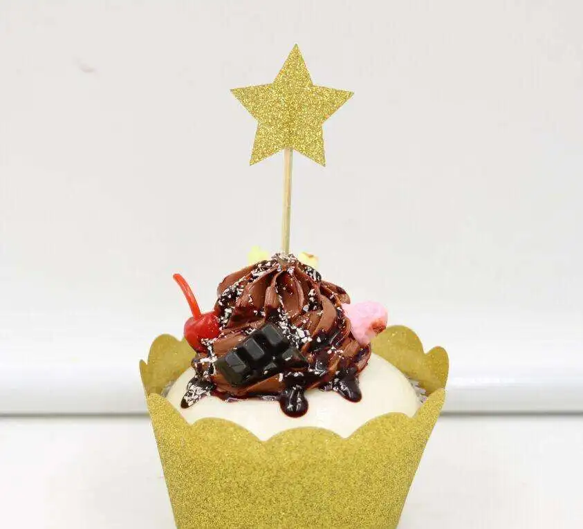 40 шт./лот Сердце Звезда кекс Toppers выпечки торт Topper Baby Shower украшение для свадебной