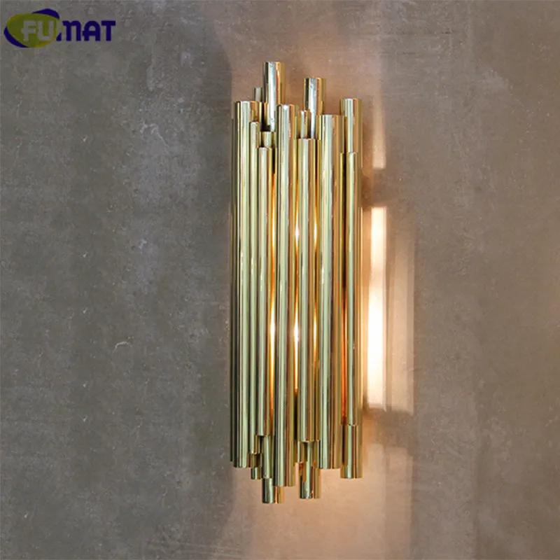 FUMAT Modern Nordic Wall Lamp Bedroom Bedside Light Mounted Fixtures Gold Sconce Pipe Organ Brubeck | Лампы и освещение