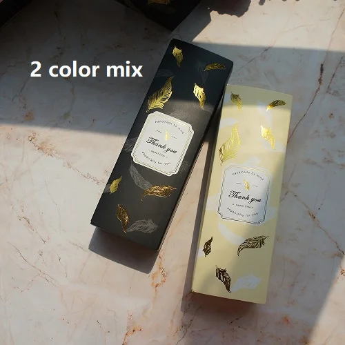10 pcs boxes Золотой черный желтый перо ручной работы дизайн 10 шт 21,5*7*5 см бумажная коробка конфетное мыло с запахом печенья шоколадные вечерние Упаковка для подарков на день рождения - Цвет: 10 pcs boxes