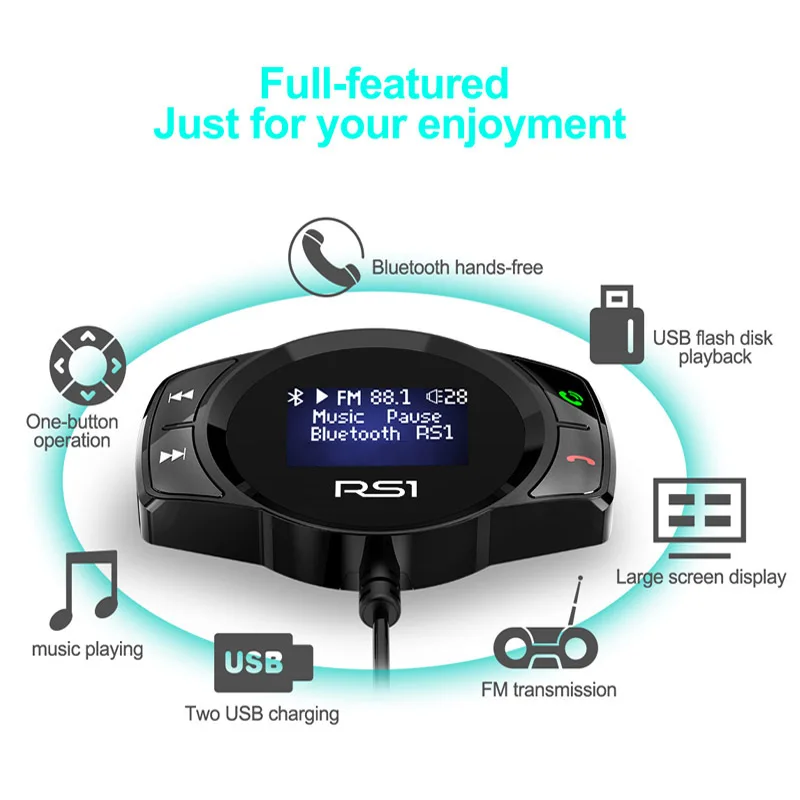 Jajabor Bluetooth автомобильный комплект беспроводной fm-передатчик громкой связи вызов