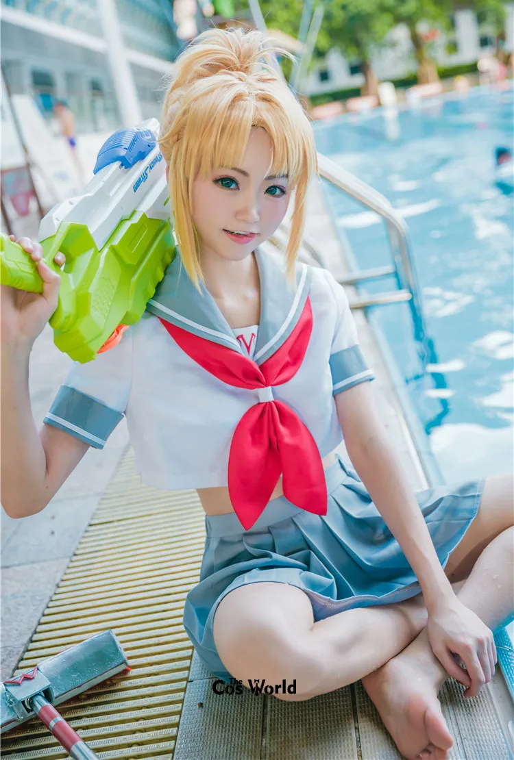 Fate Grand order Mordred/летнее платье с короткими рукавами костюм моряка JK школьная форма
