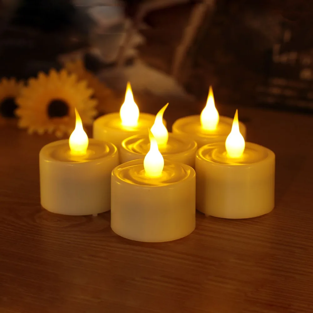 1 5 дюймов гладкой Беспламенного Обету Tealight светодиодные свечи с 6 час таймер для