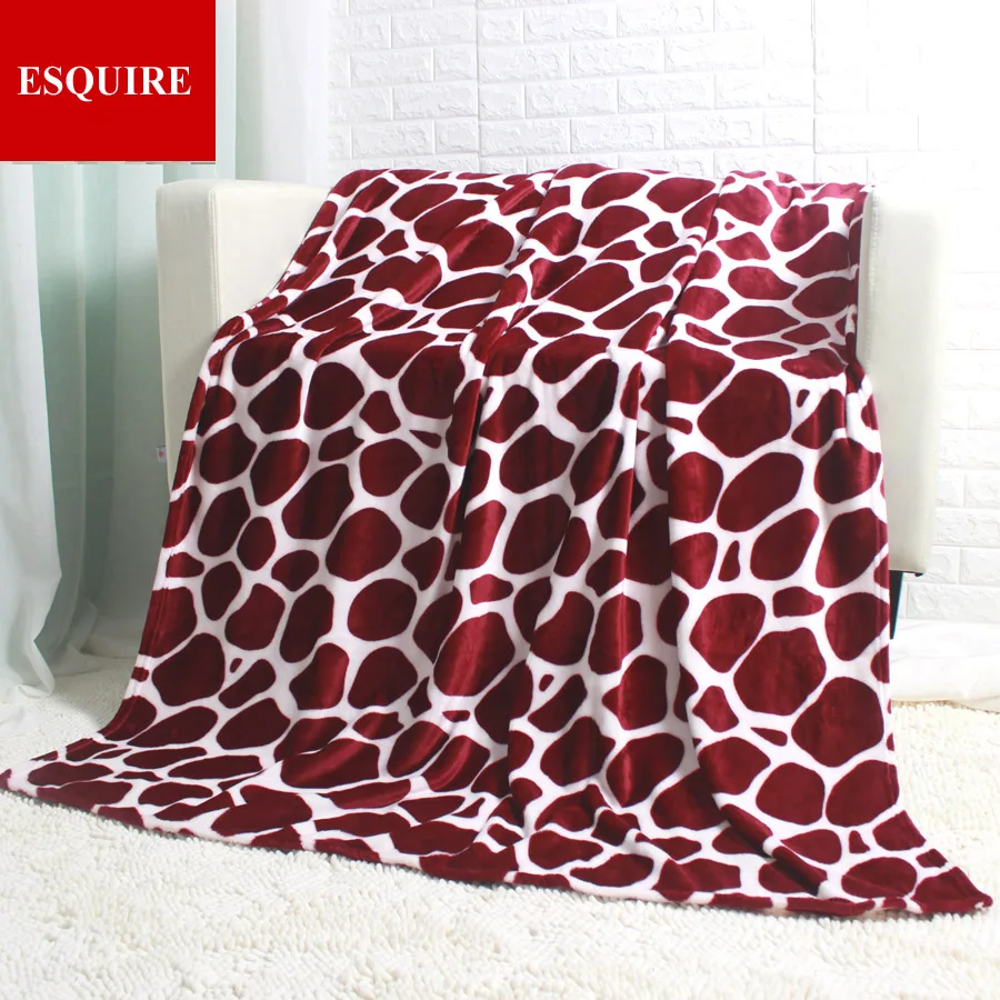 Зимнее одеяло бордовый красный Жираф кожа дизайн Король Королева фланелевые