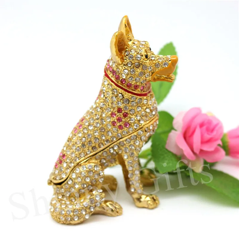 

Dog shape decorative trinket box with rhinestone trinket box for girls SCJ734