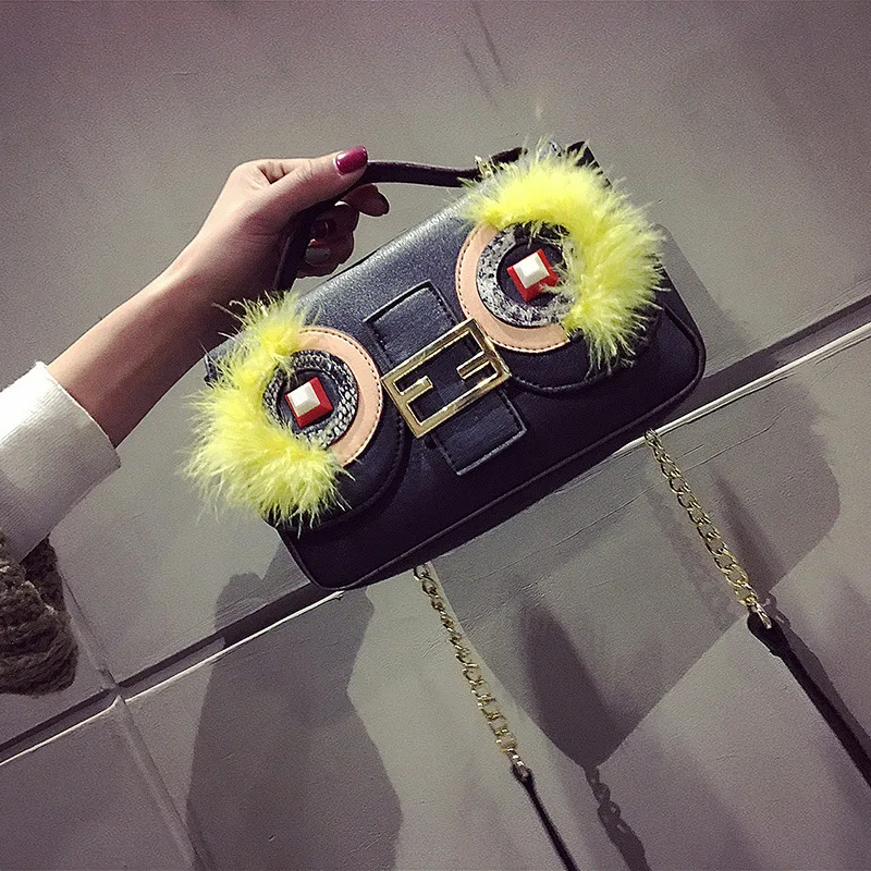 Монстр Мешок Глаза Цепи Мини Сумка Для Женщин 2017 Мода Характер PU Сумки Кожаные