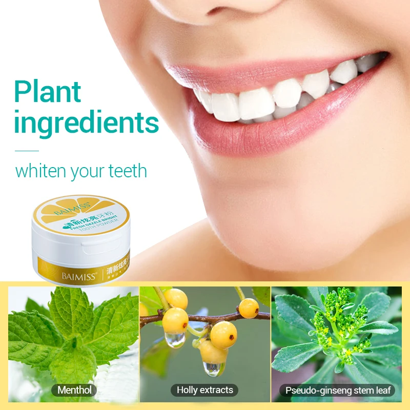 BAIMISS отбеливающий порошок для зубов свежий ослепляющий осветлитель чистки