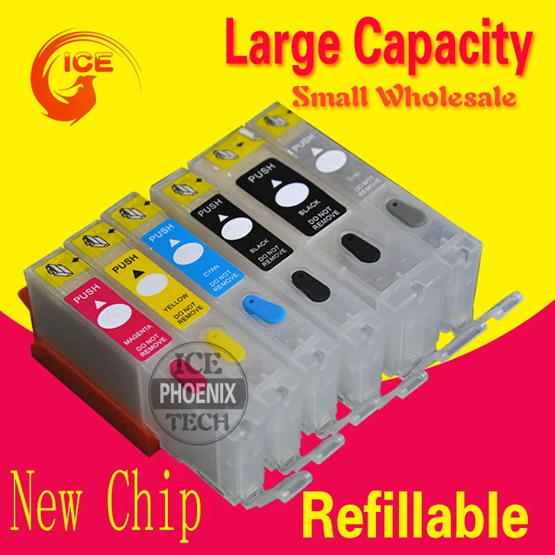 Картридж с чернилами для принтеров CANON MG6360, MG7160, iP8760, MG7560, PIxma, 6 цветов, возможность заправки чернилами, IP650.