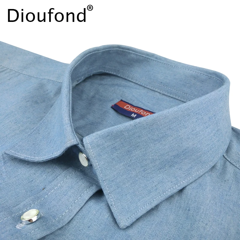 Женская Джинсовая блузка Dioufond Повседневная Блузка с длинным рукавом и карманами