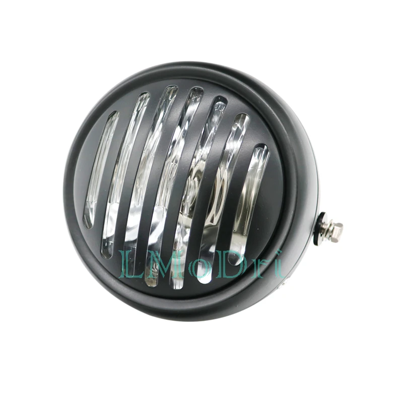 LMoDri Motorcycle Front Headlight Motorbike Modified Headlamp With Mesh Cover For Harley /Bobber CG GN |