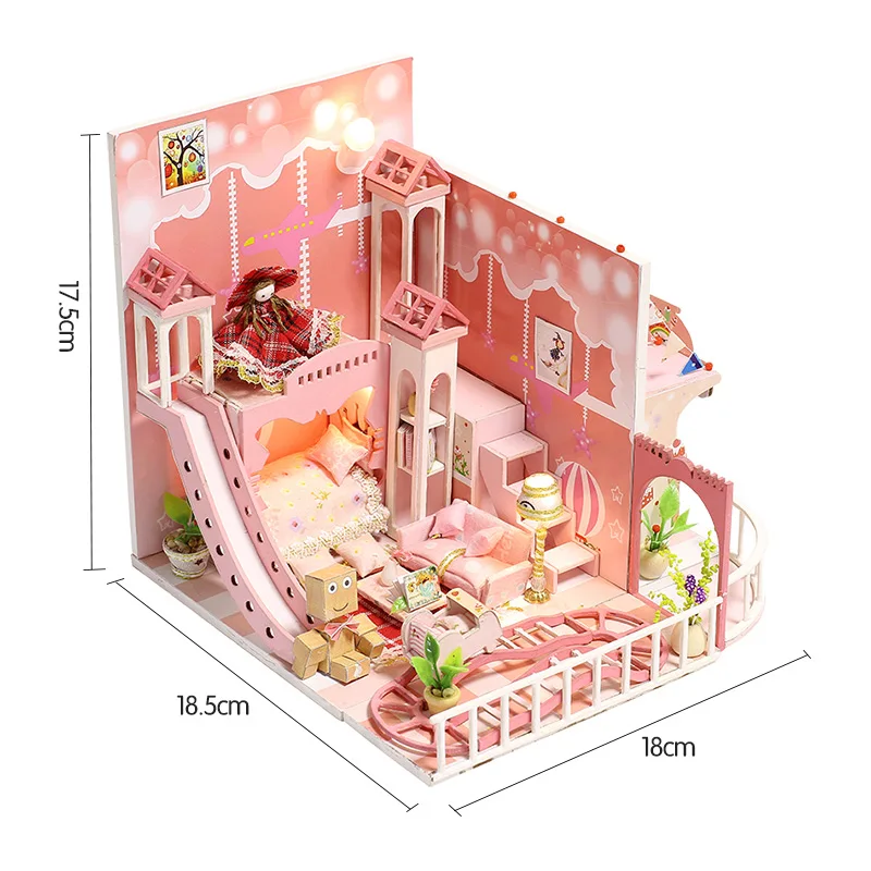

Doll House Diy Toy Miniature 3D Wooden Miniaturas Dollhouse Doll Wooden House Furniture Puzzl Toys For CHildren Dream Children