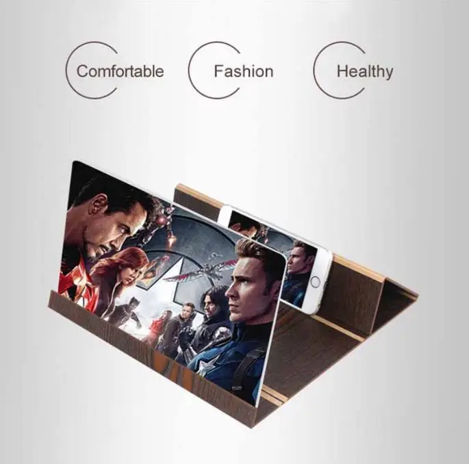 3D Phone Screen Magnifier Stereoscopic Amplifying 12 Inch Desktop Wood Bracket enlarge 4~6 times on the phone screen | Дом и сад