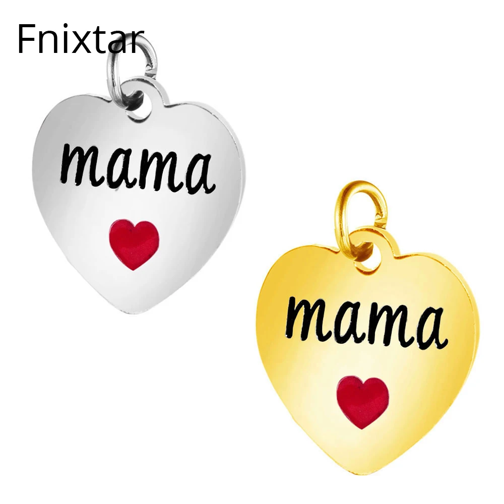 Fnixtar подвески из нержавеющей стали кулон мама сердце металлический Шарм для