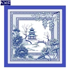 NKF синий фарфор вид штампованный крестиком узор DIY набор рукоделие вышивка наборы китайский крестиком для домашнего декора