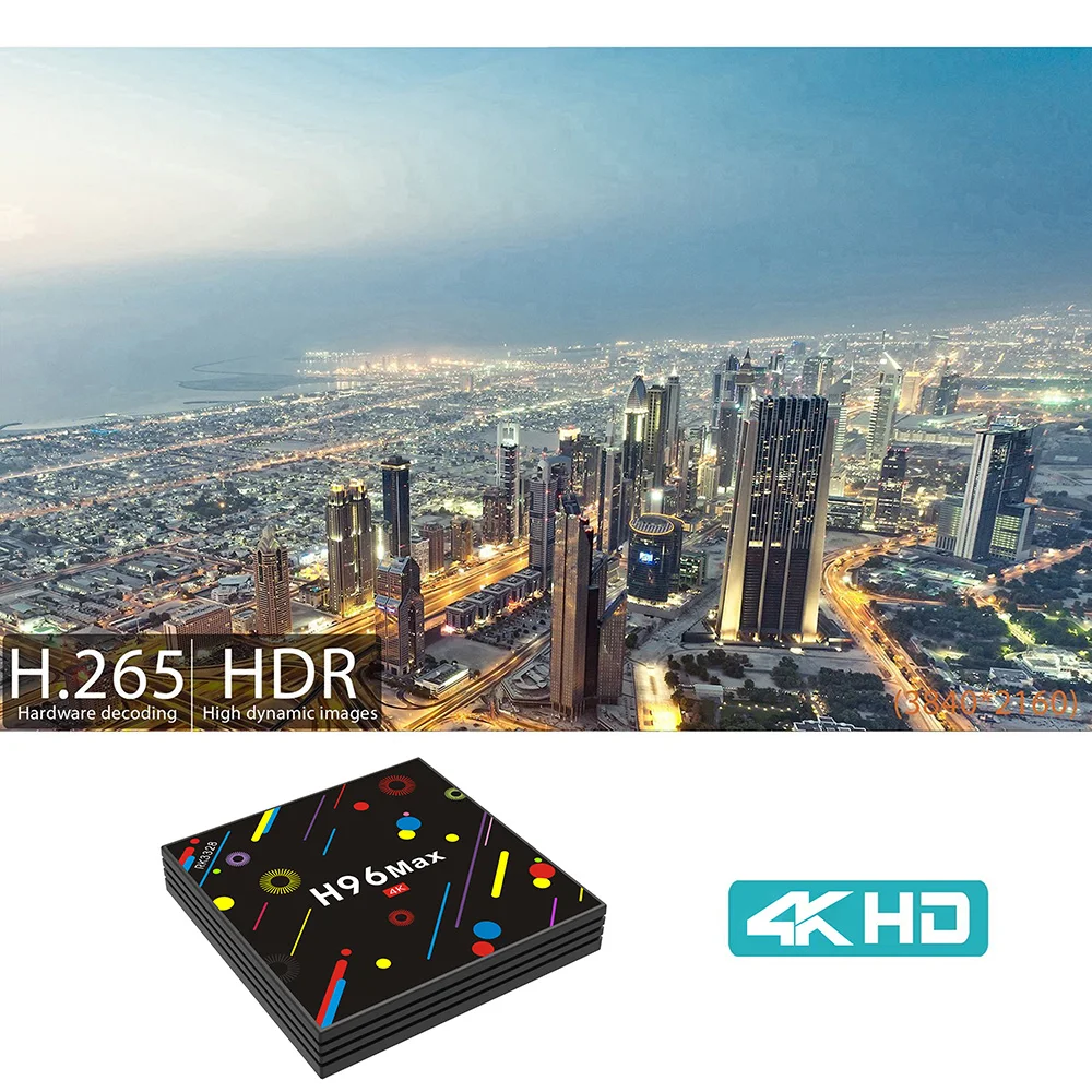 5 шт. смарт-ТВ коробка Android 7,1 Media Player Декодер каналов кабельного телевидения RK3328, 4 Гб оперативной памяти, 32 Гб встроенной памяти, BT4.0 USB 3,0 2,4G& 5G двухъядерный процессор Wi-Fi H96 MAX H2 ТВ коробка