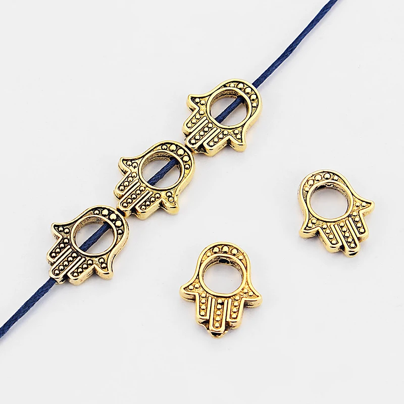 

20pcs Gold Color Open Hamsa Palm Spacers Beads Bracelet Making DIY Fashion Jewelry Findings