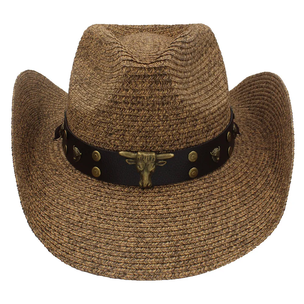 Мужская Ковбойская шляпа Sombrero кожаная в стиле панк размер 56 58 см A0106 XSJ 2019|Мужские