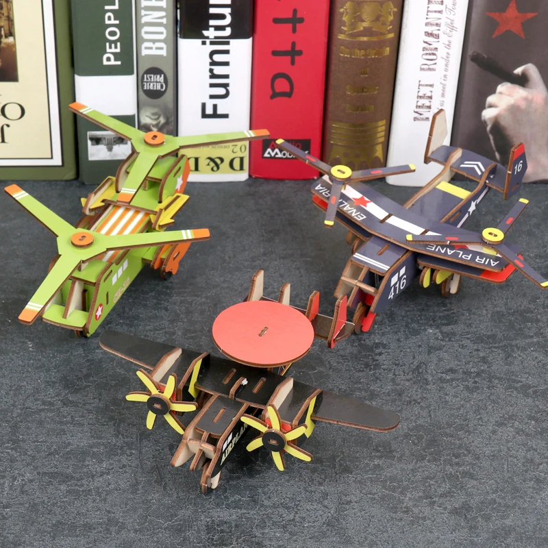 Монтессори DIY деревянная головоломка 3d модель самолета собранные Ранние
