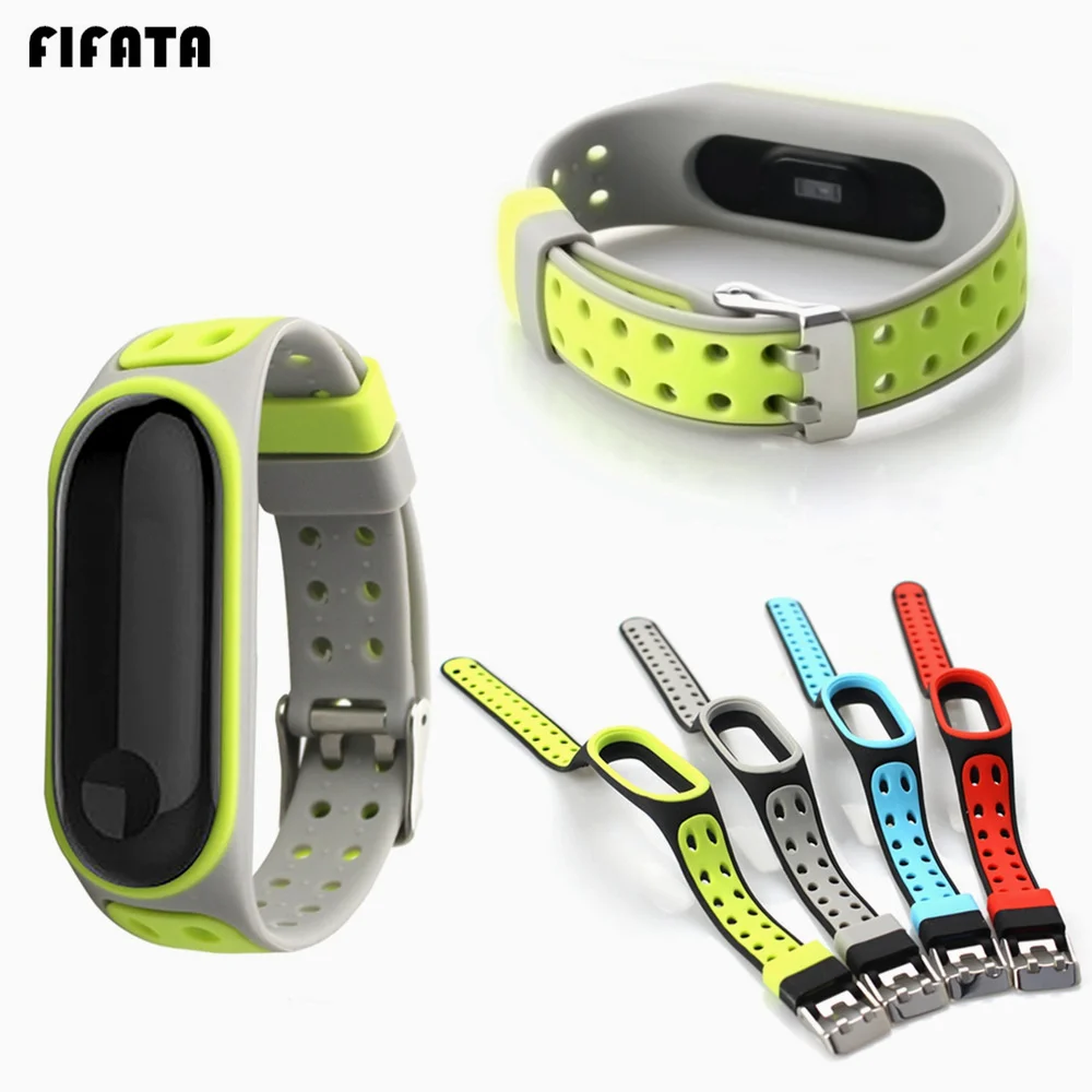 

FIFATA For Mi Band 4 Strap Silicone watch wrist Bracelet Miband4 Replacement Wriststrap Metal Buckle Bands For Xiaomi Mi Band 3