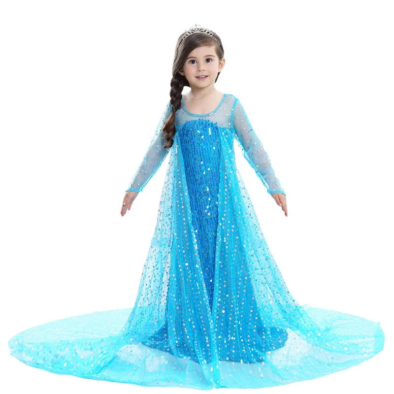 Halloween Children's Wear 2019 Summer Girl Frozen Ice Cold Short Sleeve Dress Female Aisha Children Princess dresses 2 colors |