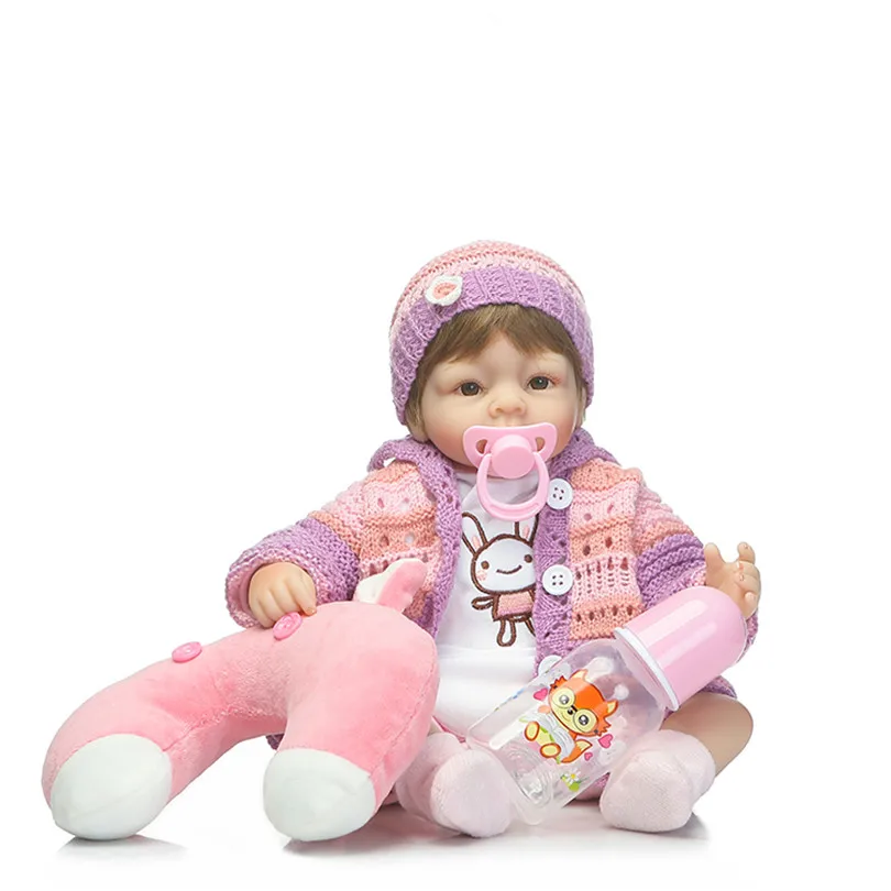 Кукла для новорожденных 40 см 2017 хлопок тела с париком Brinquedos Для Детей милые