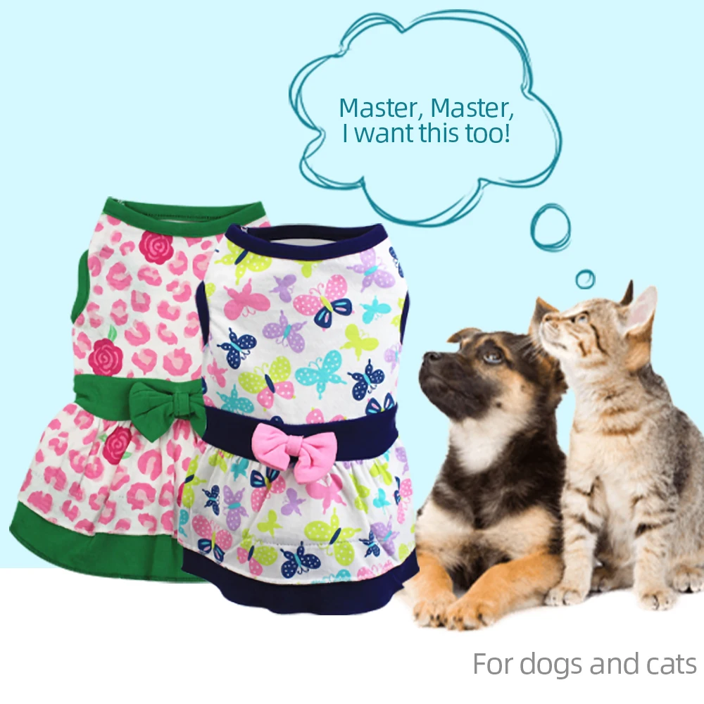 Летнее модное платье с принтом для Собаки Одежда собаки летняя одежда питомца