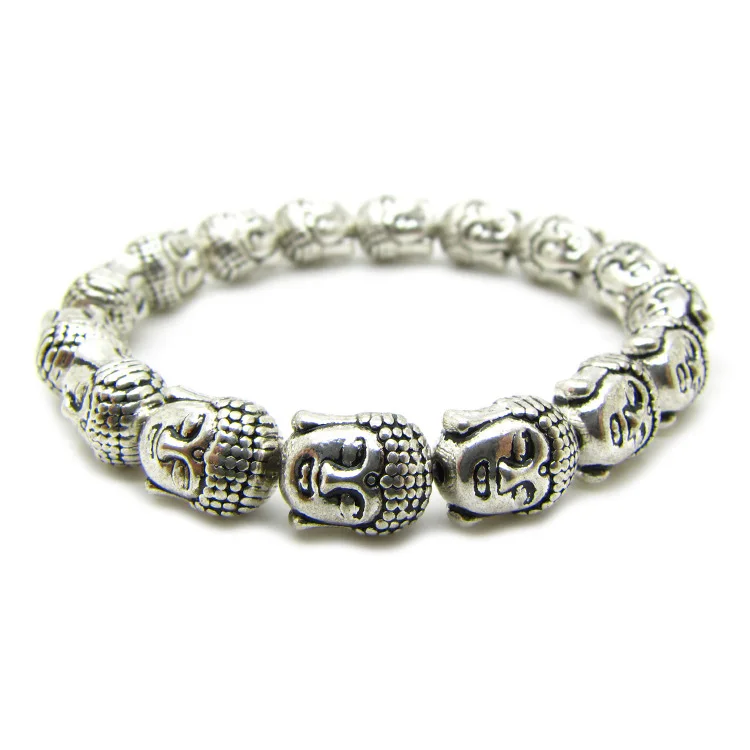 Новая голова Будды Sakyamuni ручная цепочка из тибетского серебра | Дом и сад