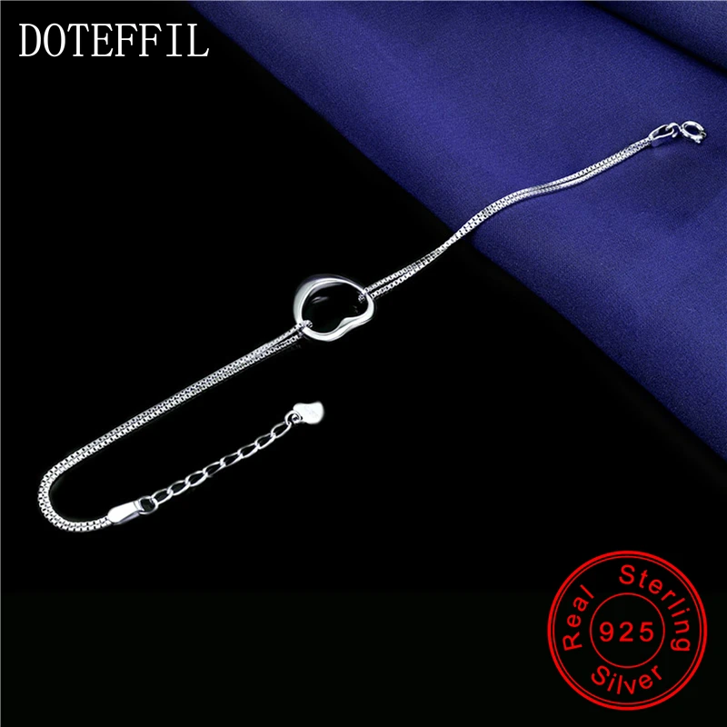 DOTEFFIL 925 Sterling Silver Box Chain Heart Bracelet For Woman Wedding Engagement Jewelry | Украшения и аксессуары