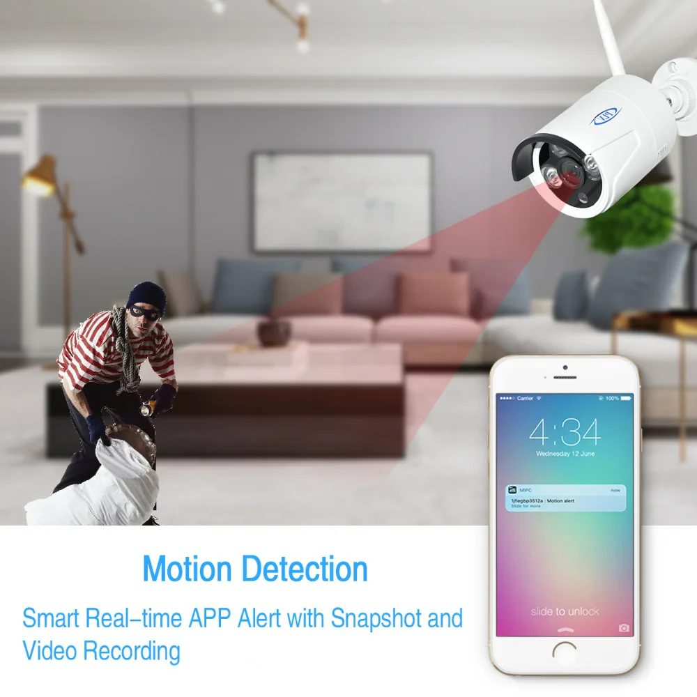 PLV 4CH ИК HD домашней безопасности Wi-Fi Беспроводной IP Камера Системы 1080 P комплект